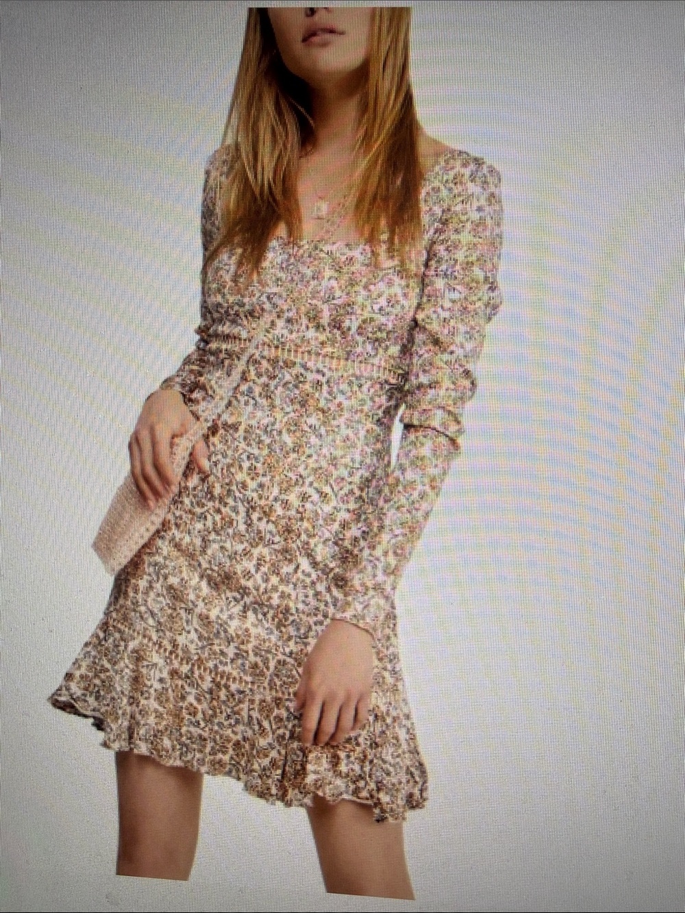 Free People Floral Long-Sleeve Ruffle Hem Dress Fairycore Autumn Cottagecore 8